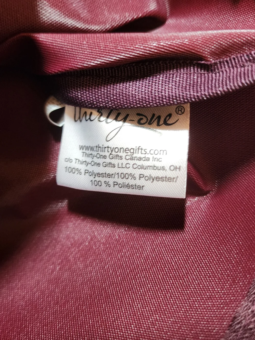 Thirty-One Plum Cosmetic Pouch with Metallic Polka Dots